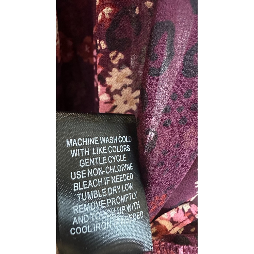 Torrid Burgundy Floral Sheer Chiffon Hi-Lo Babydoll Tunic Top Plus Size 2 2X - Picture 9 of 11